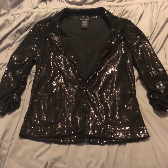 About A Girl Jackets & Blazers - Black sequined blazer